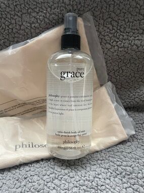 Philosophy Pure Grace Satin-Finish Body Oil Mist - with small canvas tote